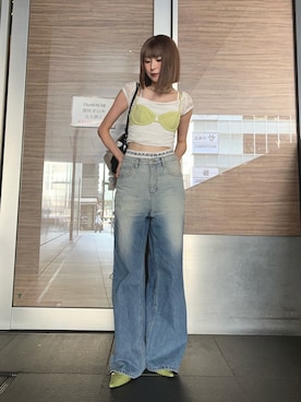 「レーストップス」｜manaさん（レディース・166cm）の夏コーディネート