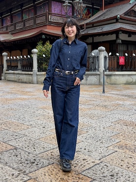 「Levi's（リーバイス）のLevi's/リーバイス RIBCAGE WIDE LEG ジーンズ（デニムパンツ、ブルー系）」を使った、manaさん（レディース・166cm）の春コーディネート