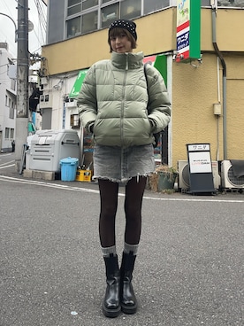 「アイテム（ジャケット/アウター、グレー系）」を使った、manaさん（レディース・166cm）の冬コーディネート