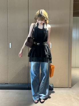 「アイテム（チュニック）」を使った、manaさん（レディース・166cm）の夏コーディネート