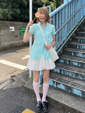 「アイテム（ショルダーバッグ）」を使った、manaさん（レディース・166cm）の夏コーディネート