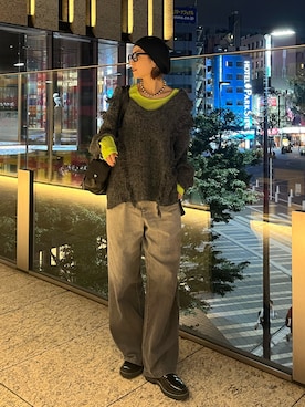 「アイテム（帽子）」を使った、manaさん（レディース・166cm）の秋コーディネート