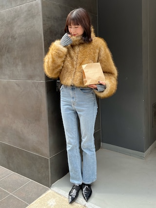 Mili affinityフェイクファーショート丈ダブルジップジャケット Mili affinity ブルゾン アウター フェイクファーショート丈