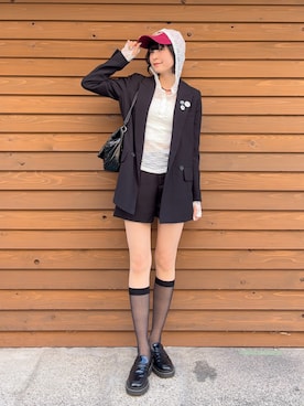 「no brand（ノーブランド）のアイテム（帽子）」を使った、manaさん（レディース・166cm）の春コーディネート