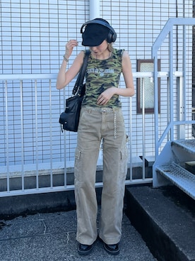 「アイテム（ハンチング/ベレー帽）」を使った、manaさん（レディース・166cm）の秋コーディネート