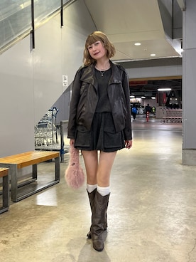 「アイテム（ブルゾン）」を使った、manaさん（レディース・166cm）の秋コーディネート