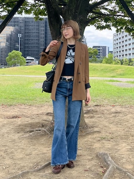「アイテム（テーラードジャケット）」を使った、manaさん（レディース・166cm）の秋コーディネート
