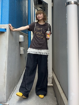 「アイテム（チュニック、ホワイト系）」を使った、manaさん（レディース・166cm）の夏コーディネート