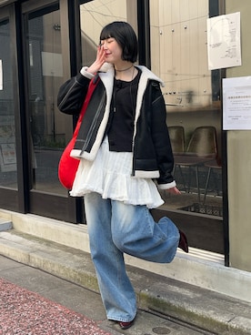 「Ameri（アメリ）のアイテム」を使った、manaさん（レディース・166cm）の冬コーディネート