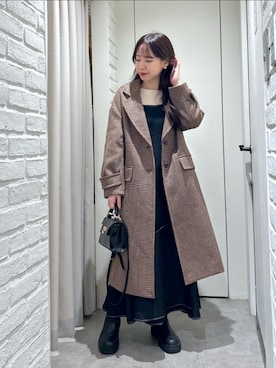 「キャミワンピ」｜「アイテム（チェスターコート）」を使った、CHIHARUさん（レディース・153cm）の秋コーディネート