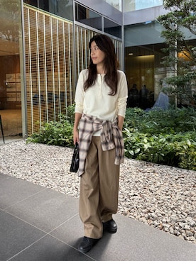 「アイテム（チノパンツ）」を使った、eriさん（レディース・163cm）の秋コーディネート