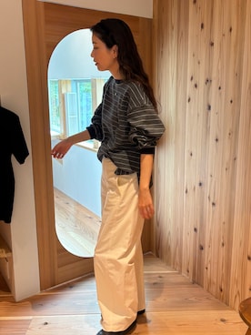 「TODAYFUL（トゥデイフル）の【TODAYFUL/トゥデイフル】Border Long T-shirts/ボーダーロングTシャツ/ロンT（Tシャツ/カットソー、グレー系）」を使った、eriさん（レディース・163cm）の秋コーディネート
