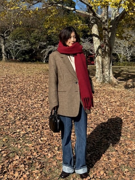 「アイテム（テーラードジャケット、ベージュ系）」を使った、eriさん（レディース・163cm）の秋コーディネート