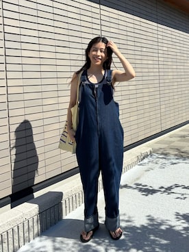 「アイテム（サロペット/オーバーオール）」を使った、eriさん（レディース・163cm）の夏コーディネート