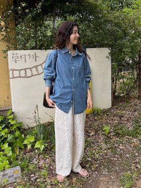 「BEAUTY&YOUTH UNITED ARROWS（ビューティーアンドユースユナイテッドアローズ）のコットンナイロン レースパンツ（その他パンツ、ホワイト系）」を使った、eriさん（レディース・163cm）の春コーディネート