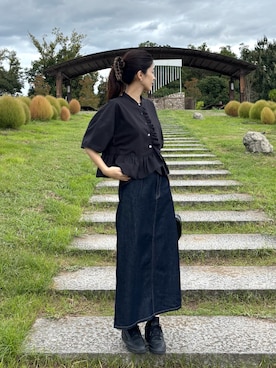 「アイテム（シュシュ）」を使った、eriさん（レディース・163cm）の秋コーディネート