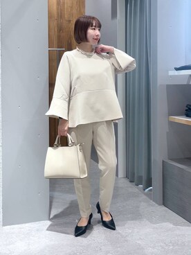 「LEPSIM（レプシィム）のフェイクレザーセンターステッチバッグ　990316（ショルダーバッグ）」を使った、ウノさん（レディース・156cm）の冬コーディネート