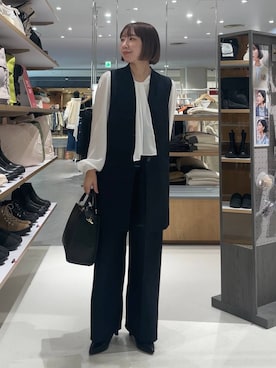 「LEPSIM（レプシィム）のフェイクレザーセンターステッチバッグ　990316（ショルダーバッグ）」を使った、ウノさん（レディース・156cm）の冬コーディネート