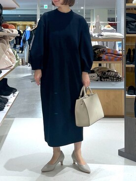 「LEPSIM（レプシィム）のフェイクレザーセンターステッチバッグ　990316（ショルダーバッグ）」を使った、ウノさん（レディース・156cm）の冬コーディネート