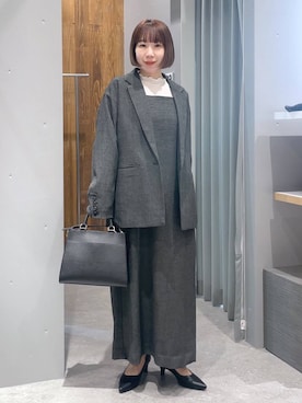 「LEPSIM（レプシィム）のフェイクレザーセンターステッチバッグ　990316（ショルダーバッグ）」を使った、ウノさん（レディース・156cm）の冬コーディネート