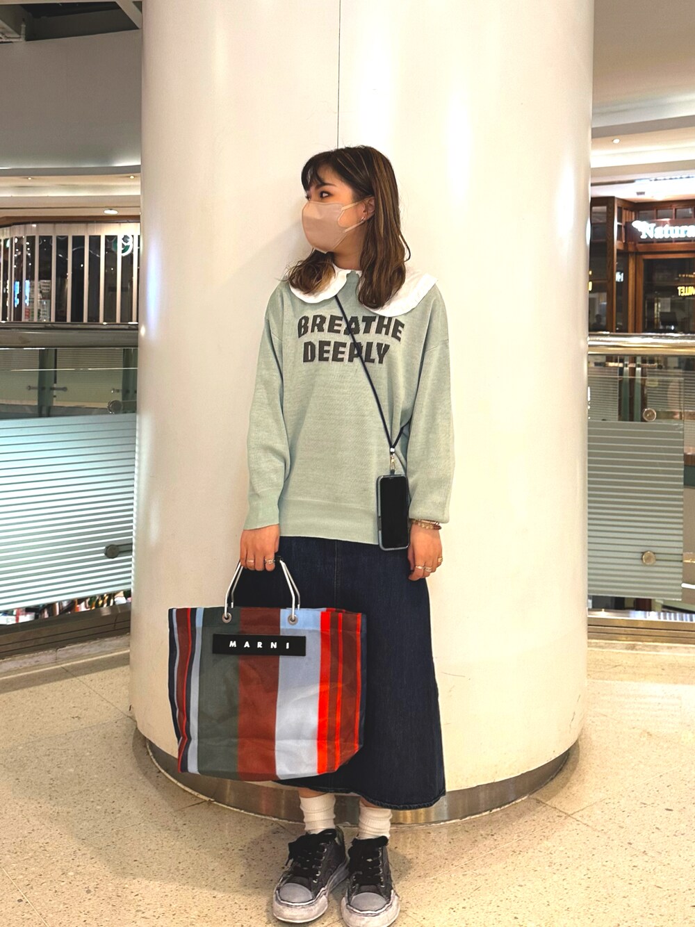 ¥8200→¥7500マルニ MARNI ストライプ メッシュバッグ MARNI マルニ FLOWER CAFE フラワーカフェ ストライプ メッシュ
