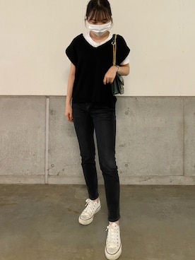 「H&M（エイチ・アンド・エム）のアイテム（ベスト）」を使った、Risaさん（レディース・157cm）の秋コーディネート
