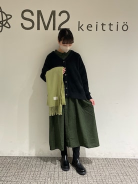 「サマンサモスモス」｜「アイテム（シャツワンピース）」を使った、uuummmeさん（レディース・165cm）の冬コーディネート