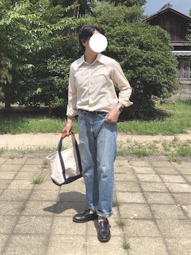 「アイテム（トートバッグ）」を使った、山下さん（メンズ・170cm）の夏コーディネート