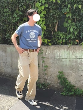 「Alpha Industries（アルファインダストリーズ）のアイテム」を使った、山下さん（メンズ・170cm）の夏コーディネート