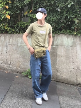 「ペインターパンツ」｜「Lee（リー）のアイテム」を使った、山下さん（メンズ・170cm）の夏コーディネート