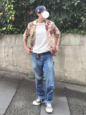 「夏ファッション」｜「VINTAGE（ヴィンテージ）のアイテム」を使った、山下さん（メンズ・170cm）の夏コーディネート