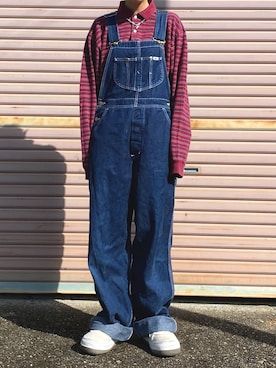 「ラガーシャツ」｜「アイテム（オールインワン・サロペット）」を使った、　あいり☺︎さん（レディース・163cm）の秋コーディネート