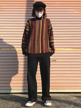 「秋トレンド2021」｜「アイテム（ハンチング/ベレー帽）」を使った、　あいり☺︎さん（レディース・163cm）の秋コーディネート