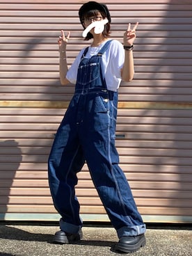 「ニコアンド」｜「アイテム（サロペット/オーバーオール）」を使った、　あいり☺︎さん（レディース・163cm）の夏コーディネート