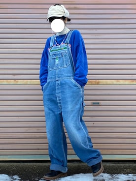 「古着好きな人と繋がりたい」｜「アイテム（オールインワン・サロペット）」を使った、　あいり☺︎さん（レディース・163cm）の秋コーディネート