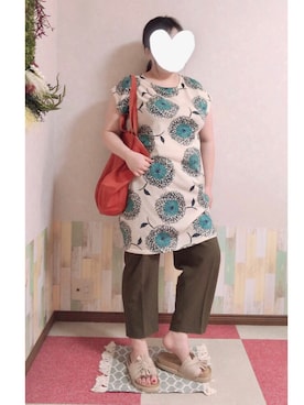「柄物」｜「アイテム（ワンピース/ドレス）」を使った、猫田さん（レディース・165cm）の夏コーディネート