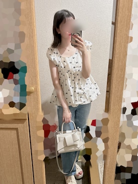 「NATURAL BEAUTY BASIC（ナチュラルビューティーベーシック）のアイテム（シャツ/ブラウス）」を使った、ぽむさん（レディース・157cm）の夏コーディネート