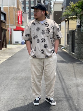 「AVIREX（アヴィレックス）のLINE CREW SOCKS/ ラインクルーソックス（ソックス/靴下）」を使った、Ruminaさん（メンズ・183cm）の夏コーディネート