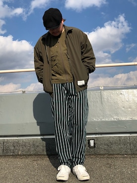 「AVIREX（アヴィレックス）のアイテム（ナイロンジャケット）」を使った、Ruminaさん（メンズ・183cm）の冬コーディネート