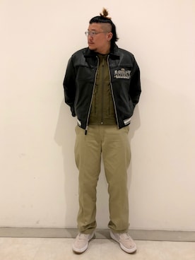 「アイテム（スタジャン）」を使った、Ruminaさん（メンズ・183cm）の秋コーディネート