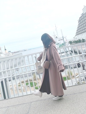 「one after another NICE CLAUP（ワンアフターアナザーナイスクラップ）のアイテム（ステンカラーコート）」を使った、mimoさん（レディース・159cm）の春コーディネート
