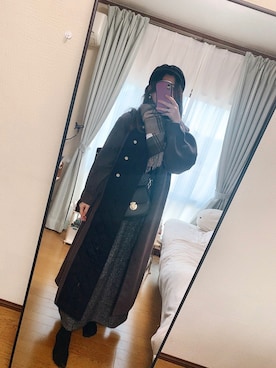 「新年一発目」｜「アイテム（ノーカラーコート）」を使った、SHIHOさん（レディース・165cm）の冬コーディネート