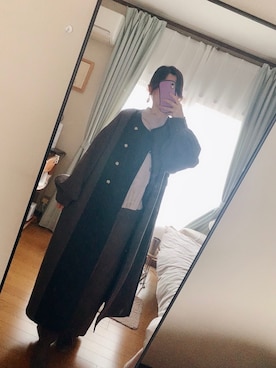 「notch.（ノッチ）のアイテム（ノーカラーコート）」を使った、SHIHOさん（レディース・165cm）の冬コーディネート