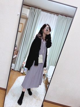 「OSMOSIS（オズモーシス）のアイテム（シャツワンピース）」を使った、SHIHOさん（レディース・166cm）の秋コーディネート