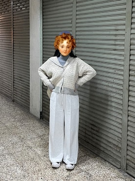 「アイテム（カーディガン/ボレロ、ホワイト系）」を使った、キヨさん（レディース・163cm）の冬コーディネート