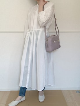 「GUコーデ」｜「アイテム（シャツワンピース）」を使った、みさわたさん（レディース・154cm）の春コーディネート