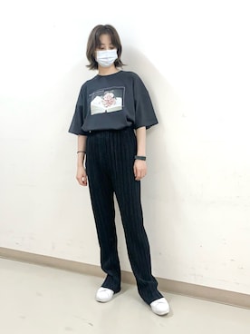 「バラ柄」｜momoさん（レディース・155cm）の夏コーディネート