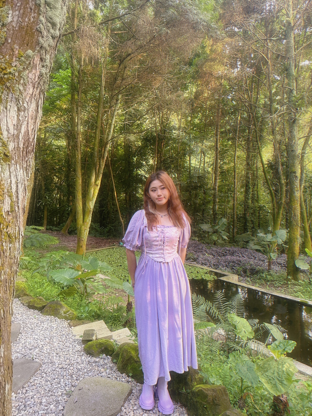「SHEINのアイテム（ワンピース、パープル系）」を使った、廖妙淨さん（レディース・170cm）の夏コーディネートの1枚目の写真