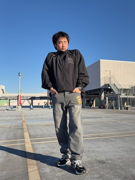 「AVIREX（アヴィレックス）のアイテム（ナイロンジャケット）」を使った、ざきさん（メンズ・171cm）の冬コーディネート