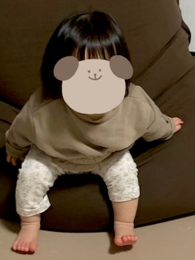 「apres les cours（アプレレクール）のアイテム（スウェット）」を使った、もりりさん（キッズ・70cm）の春コーディネート